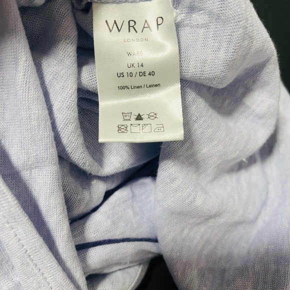 Wrap London Women’s Size 10 100% Linen 3/4 Sleeve Lilac V-Neck Everyday EUC - Picture 7 of 8
